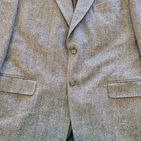 Bert Pulitzer Blazer Jacket Mens 46 R Gray Herringbone Wool Camel Hair Academia - Picture 6 of 15